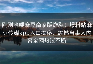刚刚哈喽麻豆商家版炸裂！爆料站麻豆传媒app入口揭秘，震撼当事人内幕全网热议不断