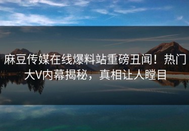 麻豆传媒在线爆料站重磅丑闻！热门大V内幕揭秘，真相让人瞠目