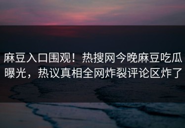 麻豆入口围观！热搜网今晚麻豆吃瓜曝光，热议真相全网炸裂评论区炸了