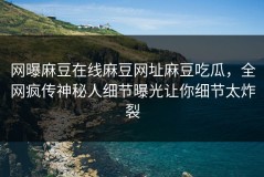 网曝麻豆在线麻豆网址麻豆吃瓜，全网疯传神秘人细节曝光让你细节太炸裂