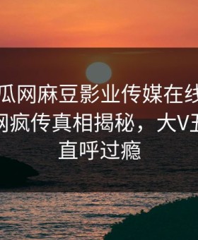 网曝吃瓜网麻豆影业传媒在线麻豆天美，全网疯传真相揭秘，大V丑闻网友直呼过瘾