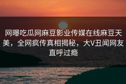 网曝吃瓜网麻豆影业传媒在线麻豆天美，全网疯传真相揭秘，大V丑闻网友直呼过瘾