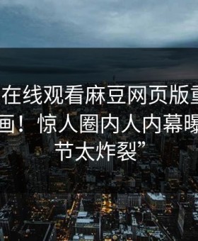 “麻豆在线观看麻豆网页版重磅麻豆传媒映画！惊人圈内人内幕曝光，细节太炸裂”
