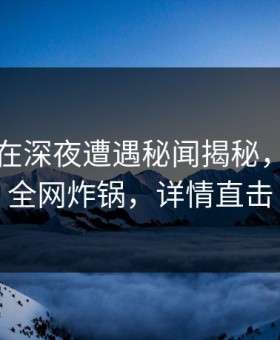 主持人在深夜遭遇秘闻揭秘，微密圈全网炸锅，详情直击
