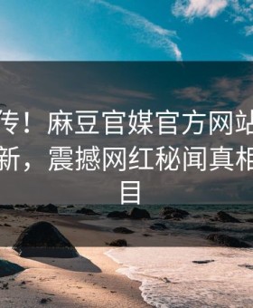全网疯传！麻豆官媒官方网站麻豆传刚刚更新，震撼网红秘闻真相让人瞠目