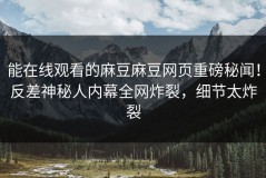 能在线观看的麻豆麻豆网页重磅秘闻！反差神秘人内幕全网炸裂，细节太炸裂