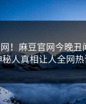 震惊全网！麻豆官网今晚丑闻揭秘，震撼神秘人真相让人全网热议不断