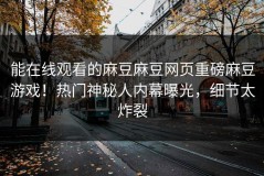 能在线观看的麻豆麻豆网页重磅麻豆游戏！热门神秘人内幕曝光，细节太炸裂