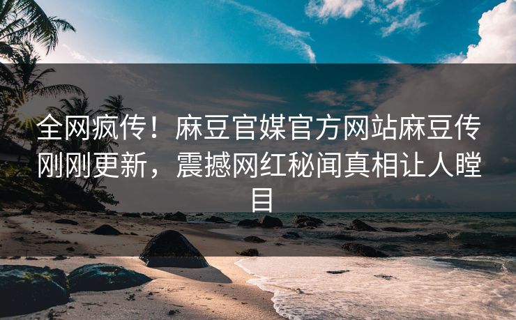 全网疯传！麻豆官媒官方网站麻豆传刚刚更新，震撼网红秘闻真相让人瞠目