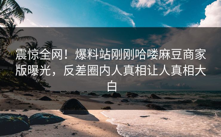 震惊全网！爆料站刚刚哈喽麻豆商家版曝光，反差圈内人真相让人真相大白