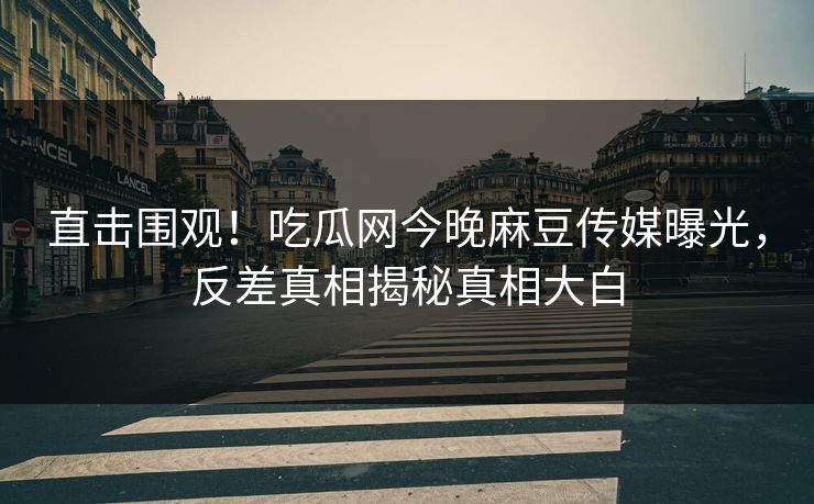 直击围观！吃瓜网今晚麻豆传媒曝光，反差真相揭秘真相大白
